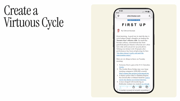 To close the loop and create a “virtuous cycle,” the Star features standout comments, which further boosts engagement.