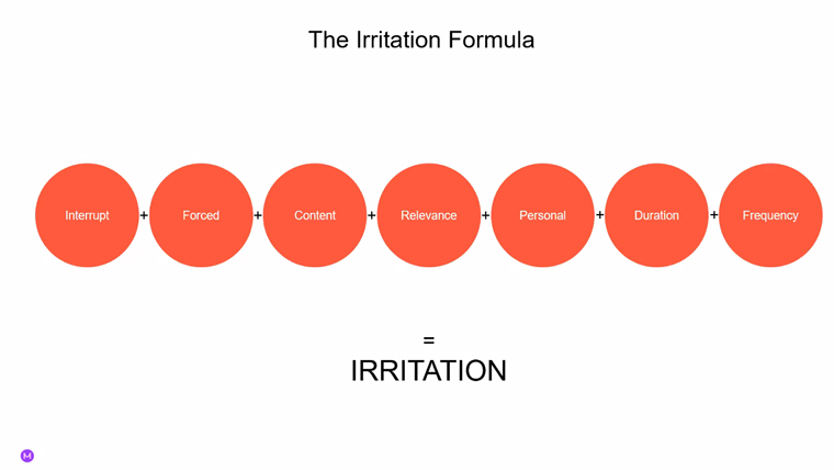 The Irritation Formula shows which actions create the most irritation for audiences.