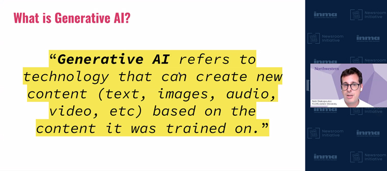 Nicholas Diakopoulos explained the many ways newsrooms can use generative AI as well as explaining what to watch out for.