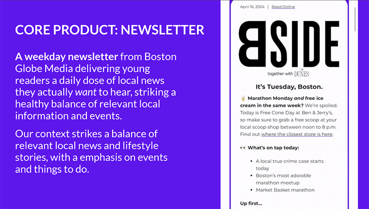 The weekday newsletter is filled with stories and local news the persona would want to read.