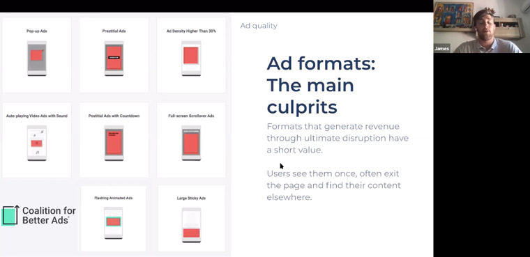 The worst ad formats include prestitial ads, pop-ups, auto-load videos, and others.