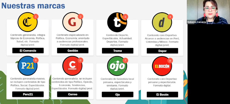 Giulianna Carranza, chief data officer at El Comercio, explained the eight-member Peruvian media conglomerate.