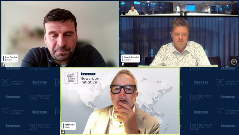 Jure Gostisa, head of data and analytics for Bonnier B2B, and Meelis Mandel, editor-in-chief at Äripäev, joined Newsroom Initiative Lead Peter Bale to share their lessons about going digital-first.