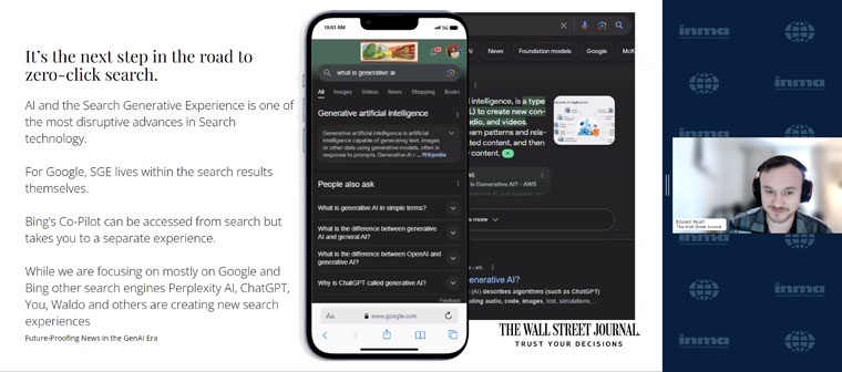 Edward Hyatt, director of newsroom SEO at The Wall Street Journal, explained that SGE is one of the most disruptive advances in search technology.