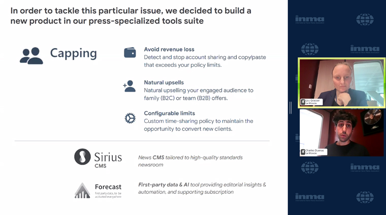 To prevent password sharing, LeMonde developed its own Capping tool.