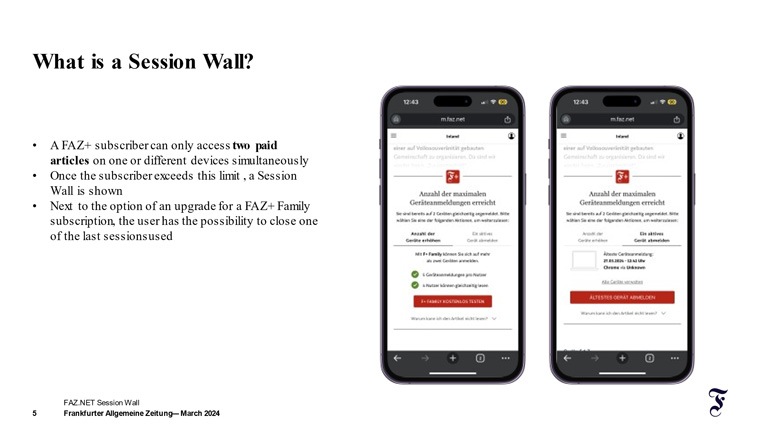 The FAZ session wall prevents multiple users from accessing the site simultaneously.