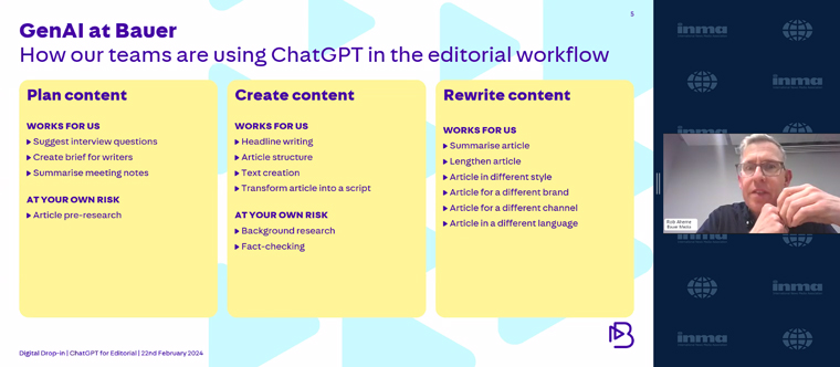 At Bauer Media, ChatGPT's usage varies from one department to the next.