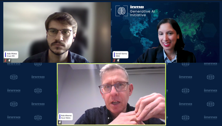 During this week's Webinar, Generative AI Initiative Lead Sonali Verma was joined by João Matos of Grupo RBS and Rob Aherne of Bauer Media Group.