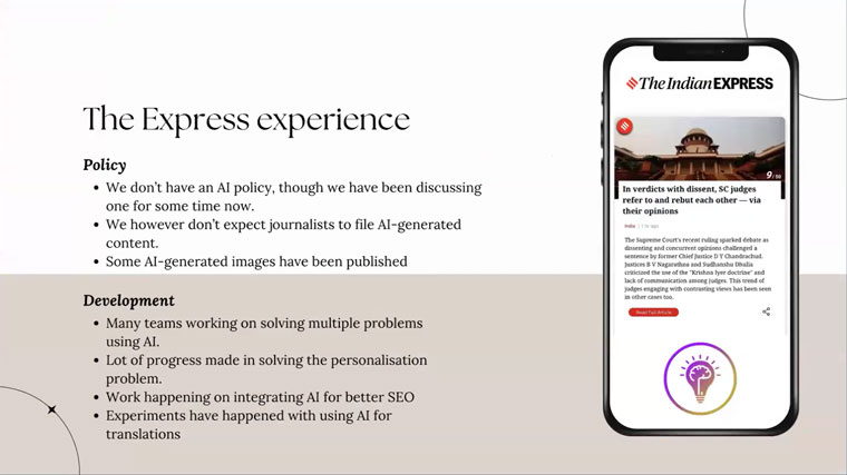 Indian Express is using AI in a variety of ways, including SEO, personalisation, and imagery.