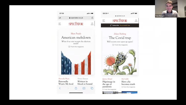 The Spectator relies on its relationship and understanding of its readers to drive is product design.