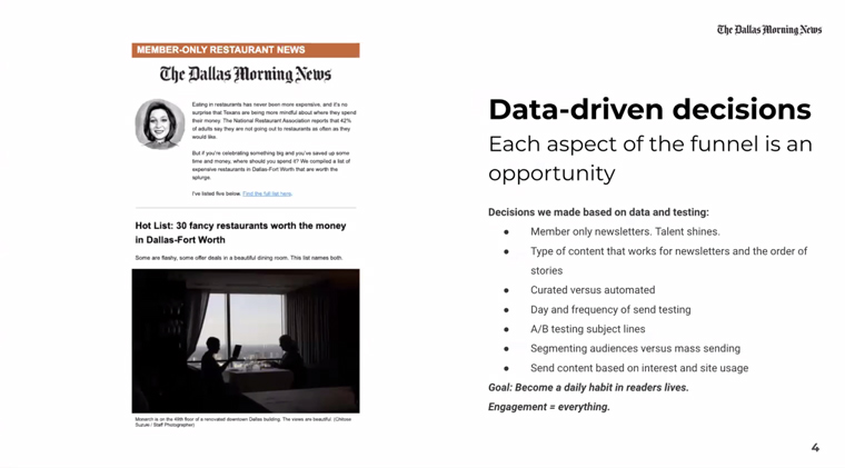 By tracking what appeals to readers, The Dallas Morning News has been able to create members-only newsletters that engage subscribers.