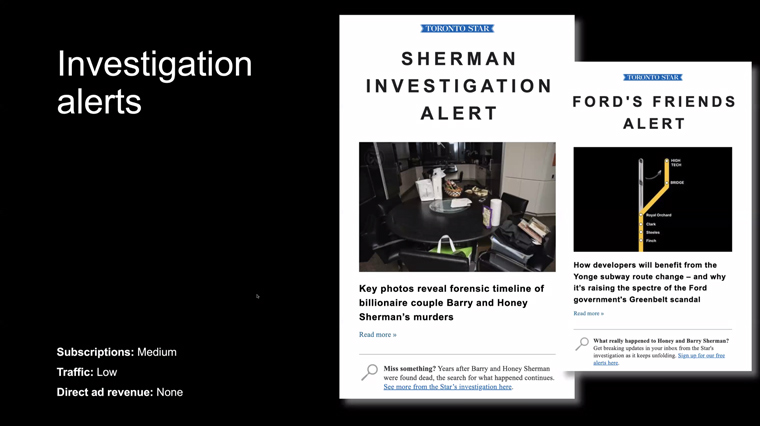 Investigation alerts have proven successful in driving subscriptions.