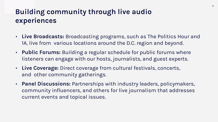 WAMU is looking at how to build community with its audience through live experiences.