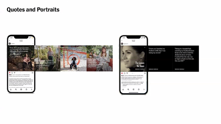 The use of quotes and portraits is another popular approach on Instagram.