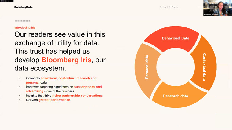 Julia Beizer, chief product officer and global head of digital at Bloomberg Media, said readers see value in the exchange of personal information for content.