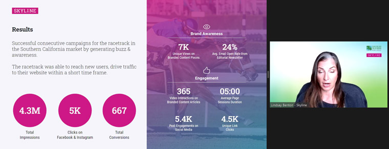 Lindsay Benton, branded content account executive for Skyline, shared a case study in branded content.
