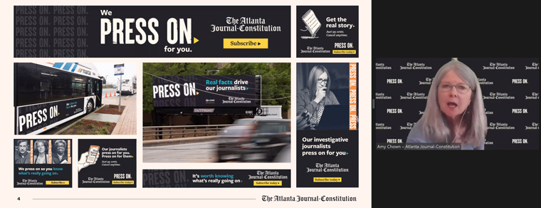 Amy Chown, vice president/marketing at The Atlanta Journal-Constitution, shared details of the company's Press On campaign.