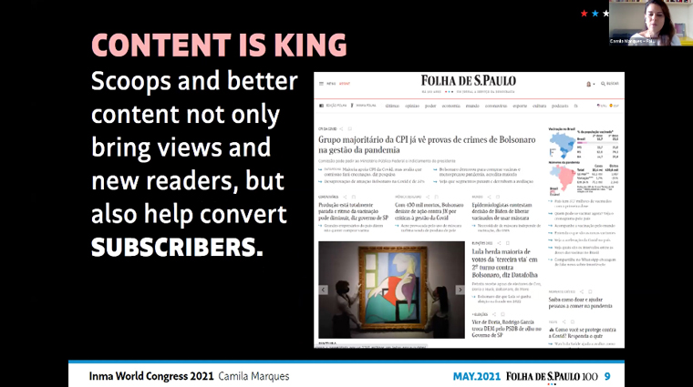 Folha de S.Paulo Digital Editor Camila Marques described how content is key to digital subscriptions.
