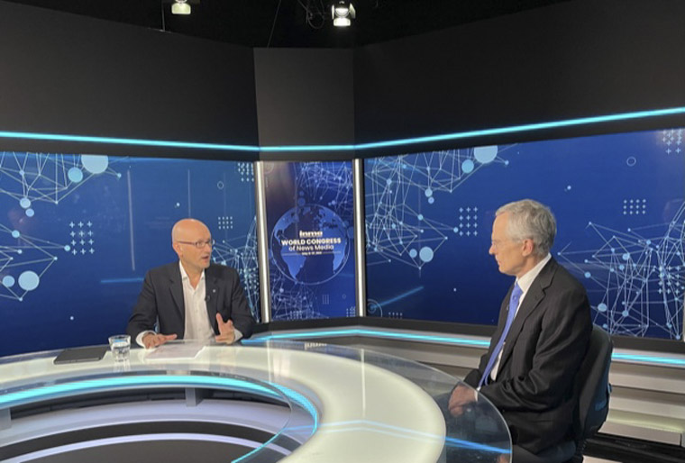 Robert Whitehead, left, interviewed the ACCC's Rod Sims, right, in Sydney.