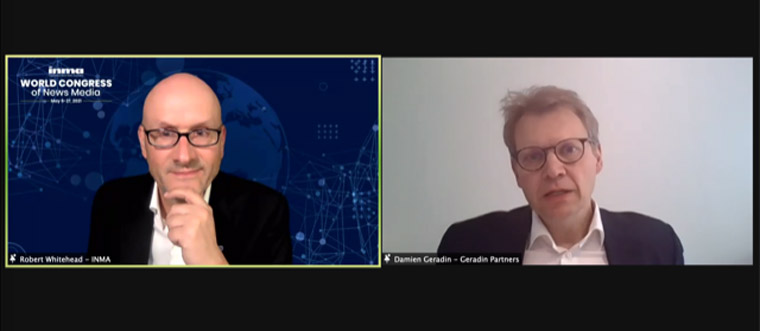 Whitehead, left, talked ad tech with Damien Geradin, an ad tech expert and partner at Geradin Partners in Belgium.