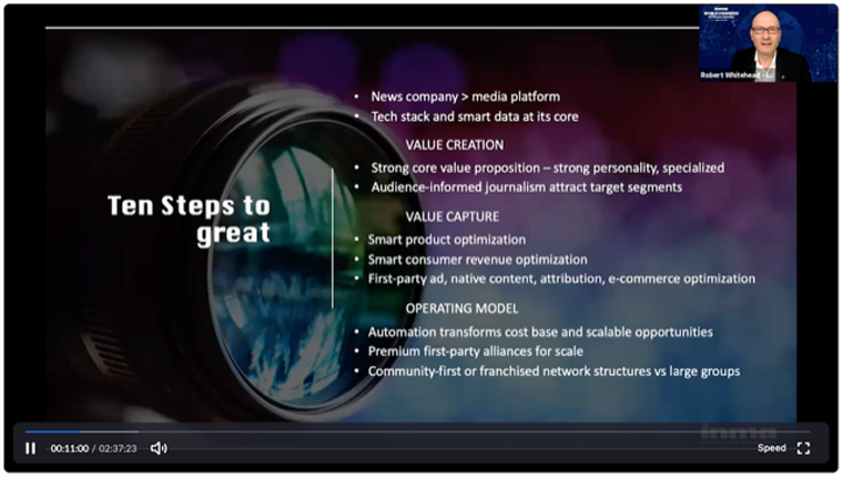 Robert Whitehead, the lead of INMA's Digital Platform Initiative, shares his "Ten Steps to Great."