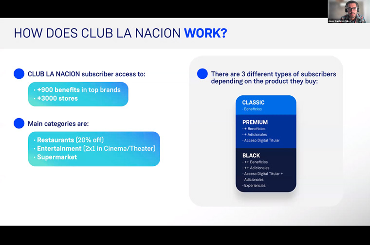 Javier Cantero, the manager of Club La Nación, explained how the club works.
