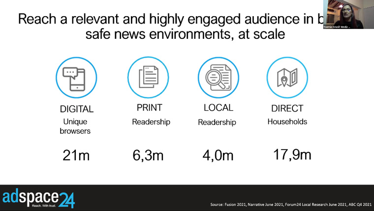 Tasmia Ismail, general manager of commercial at Media24, shared total engagement numbers from Media24 brand.