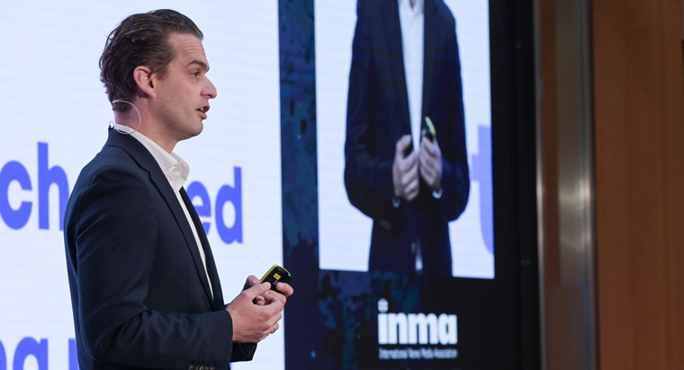 Claudius Senst, chief operating officer of Axel Springer, speaks to World Congress delegates.