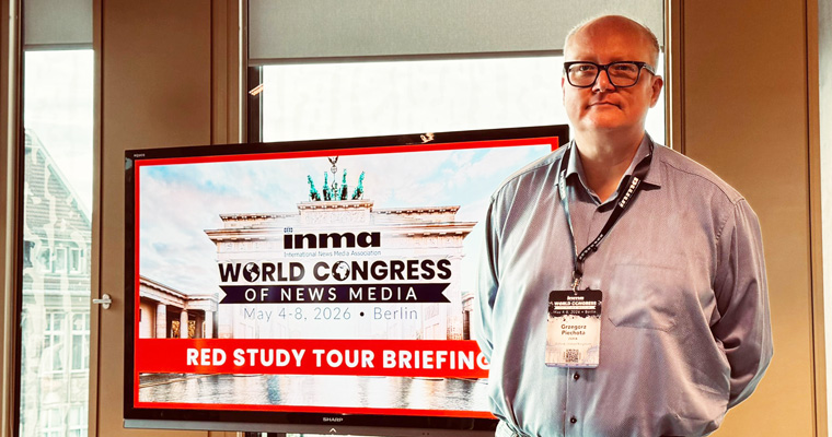 INMA Readers First Initiative Lead Greg Piechota led one of three study tours through Berlin.