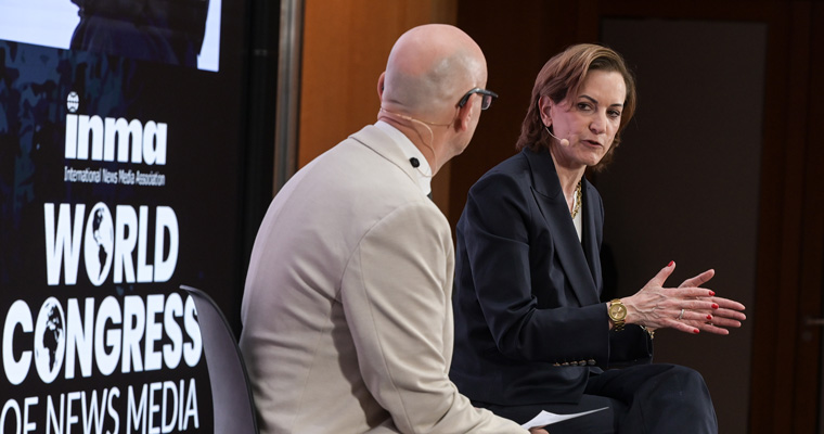 Historian and Atlantic staff writer Anne Applebaum talks with World Congress co-moderator Robert Whitehead.
