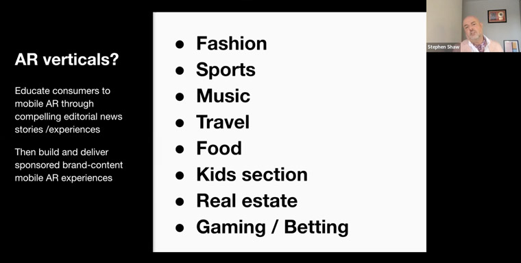 Stephen Shaw explained news media companies already provide content on passions like these. Creating AR experiences from them is the next step.