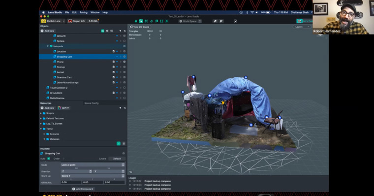 This example shows how photos and filters can be used to create a 3D immersive experience.