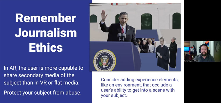 Prioritising journalism ethics can ensure an AR project protects its subject, Keyser said.