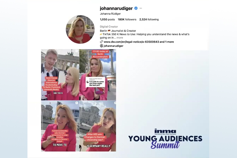 Journalist Johanna Rüdiger's style and approach evolved organically, and today her content is instantly recognisable, thanks to her strategic use of Berlin landmarks and her signature red‑and‑pink wardrobe.