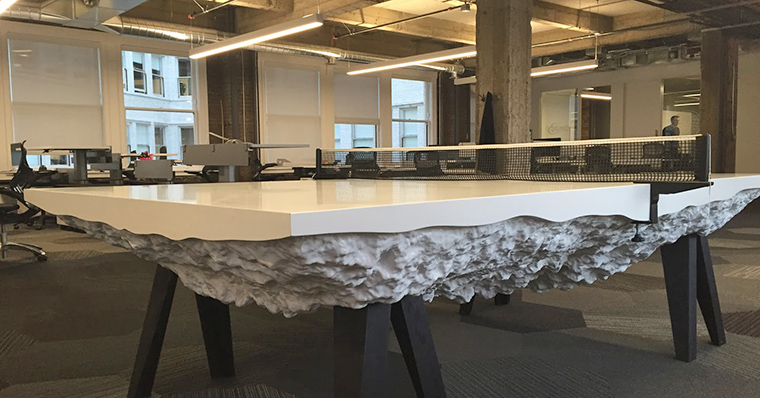 Pingpong tables, like this one at Medium, are a common sight in San Francisco offices today.