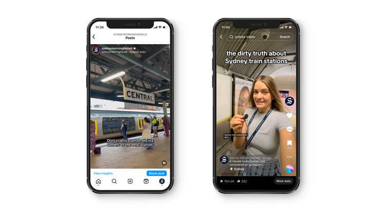 TikTok and Instagram content about air quality at Central Station reached a large local audience and sparked a lot of engagement in the comments.