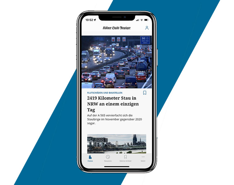 The home page of the app has a regional feeling — in this case the Cologne Cathedral, one of Germany’s most-visited tourist attractions.