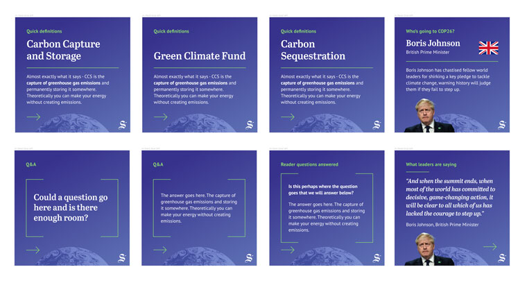 The first iteration of COP26 social media templates.