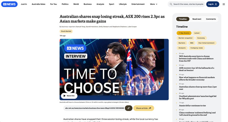 ABC's daily business live blog focused on ASX.