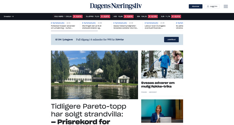 Tickers are prominently displayed on the DN home page.