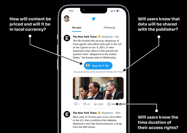 This is a hypothetical rendition of what a Twitter Card might look like for a New York Times article surfacing on the Twitter Feed for a user from India.