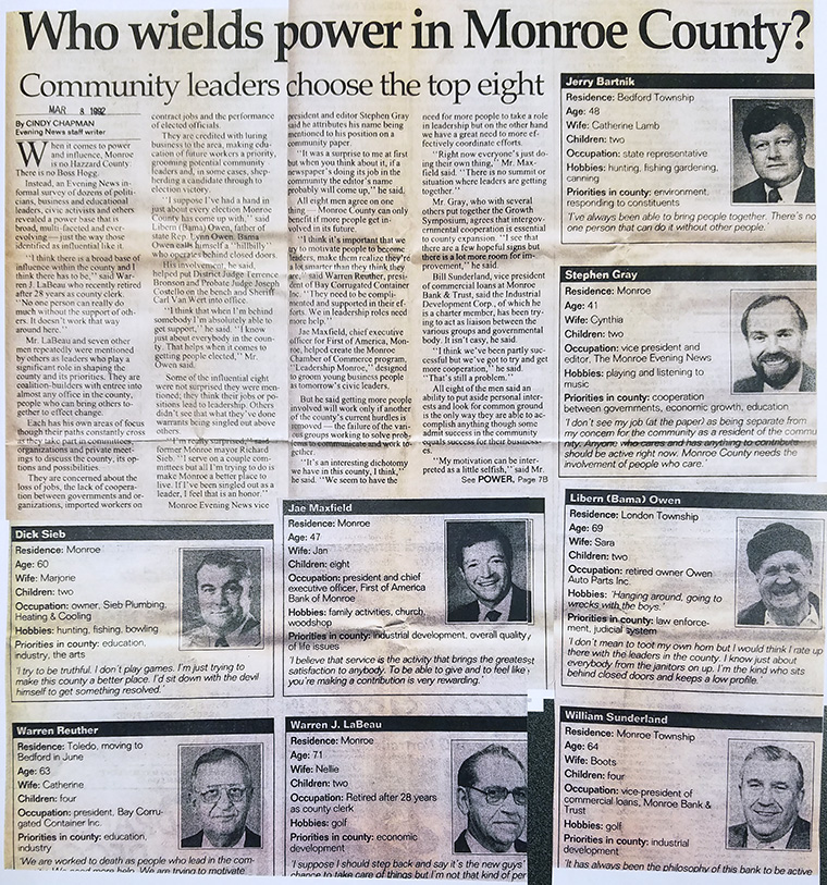 A homegrown project revealed interesting insights into the local power structure in Monroe, Michigan.