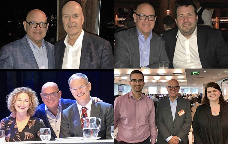 INMA’s Earl Wilkinson interacting with executives from the South Pacific’s leading news media companies: INMA Vice President Damian Eales of News Corp, Board member Greg Hywood of Fairfax Media, News Corp Executive Chairman Michael Miller, Fairfax New Zealand’s Sinead Boucher, and the Herald Sun’s Nathaniel Bane and Kim Du Bois.