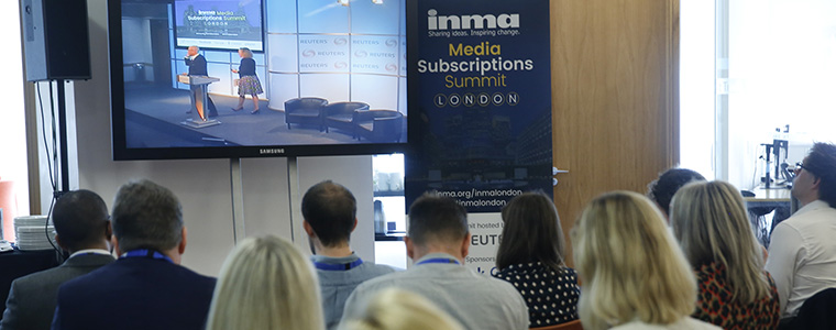 With the INMA Media Subscriptions Summit sold out in Reuters’ main hall, two video simulcast lounges accommodated 50 additional delegates.
