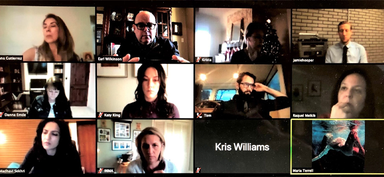 INMA conducts monthly global staff meet-ups via Zoom. Here, the team spends 90 minutes in October 2019.
