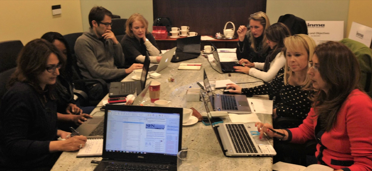 Other than an event like World Congress, INMA’s globally dispersed staff has (incredibly) met in person only once: a week-long staff retreat in Dallas in December 2013. Here the team is pictured in a rented Servcorp boardroom during that Dallas retreat.