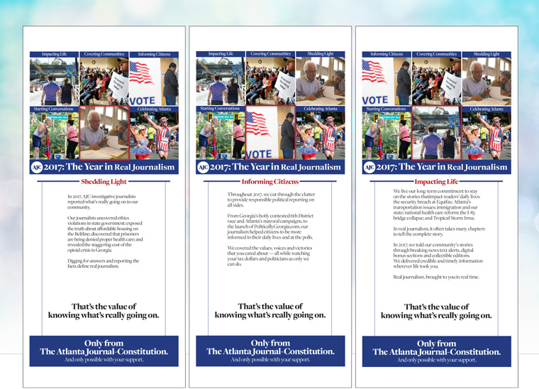 Six campaign "storylines" were developed to capture the value of knowing what's really going on in the community.