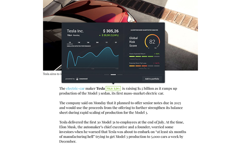 Visually reader-friendly graphics display detailed information about individual companies and investment options.