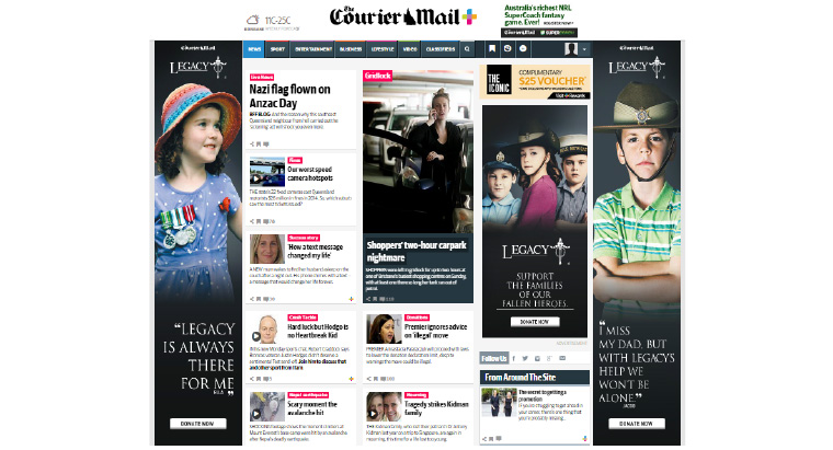 Legacy Brisbane ads featured on Courier Mail site for ANZAC centenary.