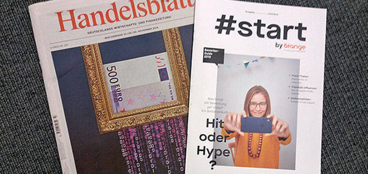 Orange and its print spin-off #start are produced by Handelsblatt, a leading German-language business newspaper.